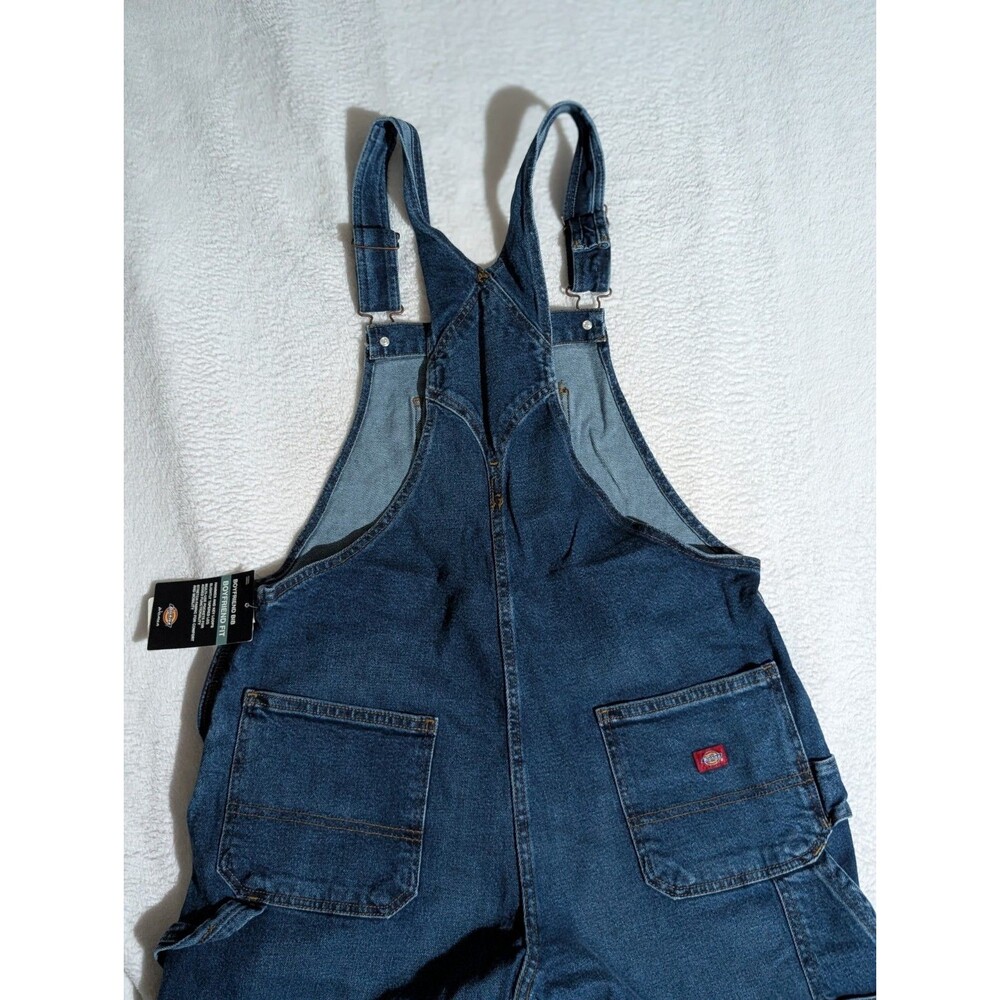 Dickies Women Boyfriend Bib Overalls Dark Wash Denim Stretch Size M NWT - Picture 5 of 7